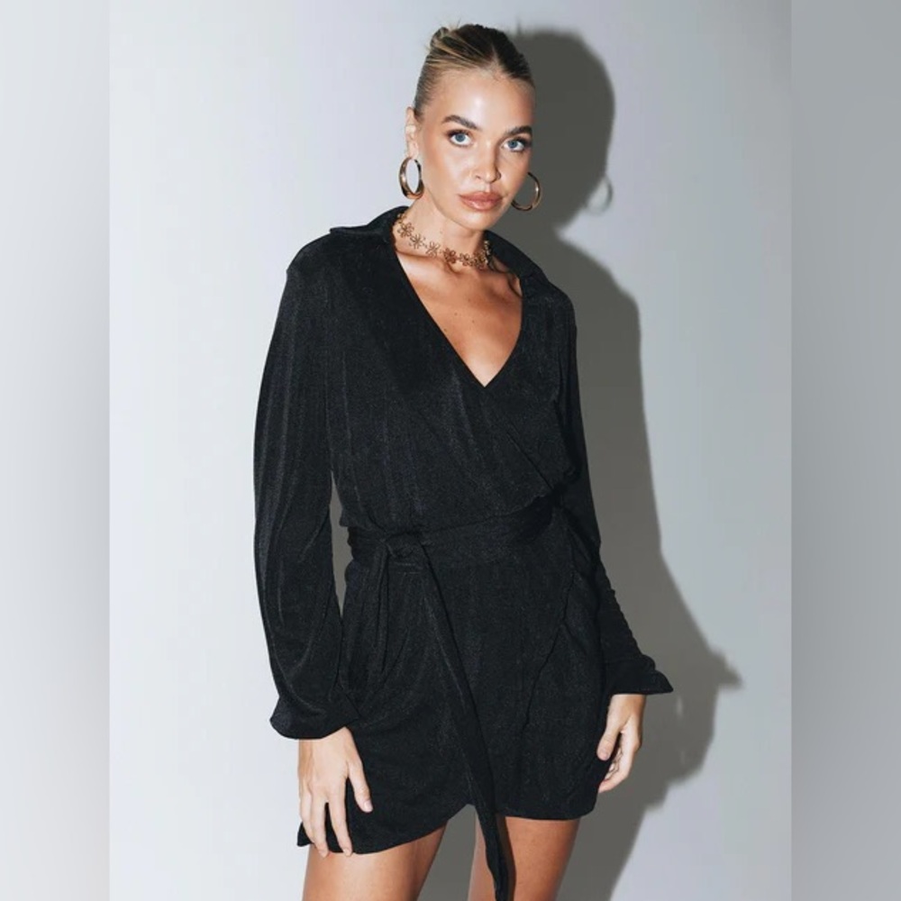 Princess Polly Party Time Mini Dress Black Low Impact Size 20